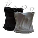 Women's Crop Top Universal Size Plain Thin Straps Round Neck Material Polyester Spandex 5