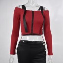 Women's Crop Top with Exposed Shoulders B76 4