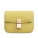 Women's crossbody bag with flap and rectangular metal buckle Rectangular minimalist shape Narrow strap Genuine leather and PU leather 3