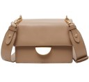 Women's crossbody handbag with a flap and a semicircular metal detail Wide strap with carabiners Square shape PU leather 18.5 x 8 x 14 cm 2
