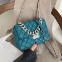 Women's crossbody handbag with a flap made of PU leather Diamond quilted design Chunky chain as a handle Metal fastening Dimensions 23 x 16 3