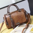 Women's Cylindrical Handbag for Hand or Shoulder Use Made of Synthetic Leather Decorative Stitching Tassel with Pendant Metal Zips 27 x 15 1