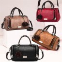 Women's Cylindrical Handbag with Shoulder Strap Artificial Leather with Vintage Effect 25 x 13 x 16 cm Rose-shaped Pendant 6