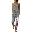 Women's Denim Jumpsuit with Flowers 3