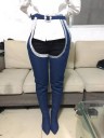Women's Denim Knee-High Boots with Belt 5