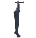Women's Denim Knee-High Boots with Belt 8