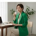 Women's Double-Breasted Blazer Loose Oversized Fit Pointed Lapels and Flap Pockets Lining Polyester Elegant Blazer for Work 14