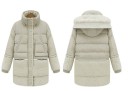 Women's Down Jacket with Hood and Imitation Sheep Wool Lining Longer Winter Cut Knitted Cuffs Flap Pockets Quilted Hem 3