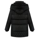 Women's Down Jacket with Hood and Imitation Sheep Wool Lining Longer Winter Cut Knitted Cuffs Flap Pockets Quilted Hem 4