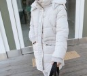 Women's Down Jacket with Hood and Imitation Sheep Wool Lining Longer Winter Cut Knitted Cuffs Flap Pockets Quilted Hem 7
