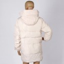 Women's Down Jacket with Hood and Imitation Sheep Wool Lining Longer Winter Cut Knitted Cuffs Flap Pockets Quilted Hem 12