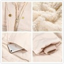 Women's Down Jacket with Hood and Imitation Sheep Wool Lining Longer Winter Cut Knitted Cuffs Flap Pockets Quilted Hem 14