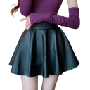 Women's Elastic Mini Skirt Made of Artificial Leather High Waist A-Line Cut Elegant Black Skirt Sexy Party Outfit Stylish Fashion Autumn Winter 1