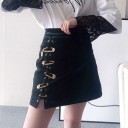 Women's Faux Leather Skirt with Buckles 5