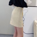 Women's Faux Leather Skirt with Buckles 7