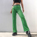 Women's Green Checked Trousers 3