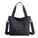 Women's Handbag Made of Canvas and Polyester 30 x 29 x 13 cm Handbag with Two Brown Handles Adjustable Shoulder Strap with Carabiners 1