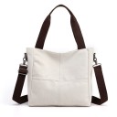 Women's Handbag Made of Canvas and Polyester 30 x 29 x 13 cm Handbag with Two Brown Handles Adjustable Shoulder Strap with Carabiners 3