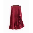 Women's High-Waisted Skirt with Ruffle G29 2