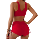 Women's High-Waisted Tankini with Ties Polyester Elastane Two-Piece Swimsuit for Beach and Swimming 5
