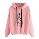 Women's Hoodie with a Print of a Hand Showing a Heart with Fingers Adjustable Drawstrings Dropped Shoulders Ribbed Cuffs and Hem Cotton 4