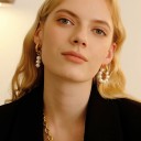 Women's Hoop Earrings with Pearls G423 3