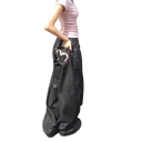 Women's Jeans Black Colour Heart on the Back Pocket Pockets Polyester Modern Casual Trousers Stylish Casual Outfit 1