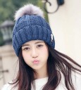 Women's Knitted Beanie with Pom-Pom J2803 8
