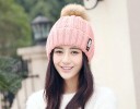 Women's Knitted Beanie with Pom-Pom J2803 10