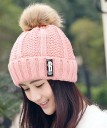 Women's Knitted Beanie with Pom-Pom J2803 12