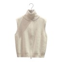 Women's Knitted Gilet with Stand-Up Collar and Double Metal Zip Full-Length Sleeveless Sweater Made of Fine Ribbed Knit with Deep Armholes 7
