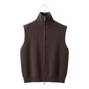 Women's Knitted Gilet with Stand-Up Collar and Double Metal Zip Full-Length Sleeveless Sweater Made of Fine Ribbed Knit with Deep Armholes 9