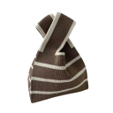 Women's Knitted Handbag with Striped Pattern 20x35 cm Polyester Cotton Lining Handbag for Everyday Use 2