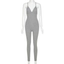 Women's Knitted Jumpsuit with Exposed Back 2