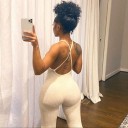 Women's Knitted Jumpsuit with Exposed Back 6