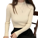 Women's Knitted Sweater with Roll Neck Made of Cotton and Acrylic Plain Warm Sweater with Long Sleeves Universal Size for Autumn and Winter 10