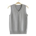 Women's Knitted Vest with V-Neck Sleeveless Polyester Cotton Ribbed Hem for Everyday Wear and Layering 3