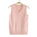 Women's Knitted Vest with V-Neck Sleeveless Polyester Cotton Ribbed Hem for Everyday Wear and Layering 5