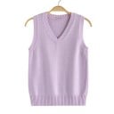 Women's Knitted Vest with V-Neck Sleeveless Polyester Cotton Ribbed Hem for Everyday Wear and Layering 10