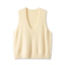 Women's Knitted Vest with V-Neck Sleeveless Universal Size Cashmere Wool Blue Fine Knit for Everyday Wear 1