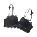 Women's Lace Bra with Embroidered Pattern and Bow Elastic Nylon Lightweight Lingerie with Delicate Straps for Everyday Wear 1