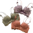 Women's Lace Bra with Embroidered Pattern and Bow Elastic Nylon Lightweight Lingerie with Delicate Straps for Everyday Wear 5