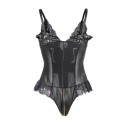 Women's Leather Bodysuit with Lace 4