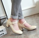 Women's Leather Court Shoes with Buckle J2377 12
