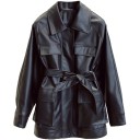 Women's Leather Jacket with Belt P1467 2
