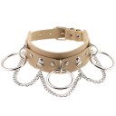 Women's Leather Necklace with Rings and Chain 1