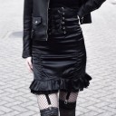 Women's Leather Skirt with Lacing 3