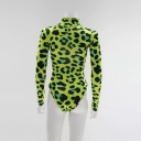 Women's Leopard Print Bodysuit with Long Sleeves 4
