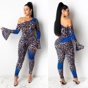 Women's Leopard Print Long Sleeve Jumpsuit B863 6