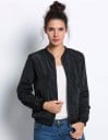 Women's Lightweight Bomber Jacket for Spring and Autumn Zip Fastening and Ribbed Stand-Up Collar Sleeve Pocket Ribbed Cuffs and Hem 4